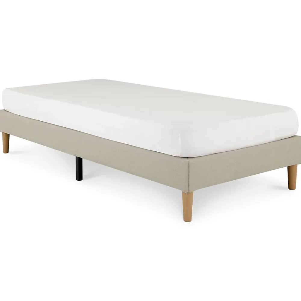 Idimex Sommier tapissier PAIMPOL 90 x 190 cm revêtement tissu - Beige* Sommier