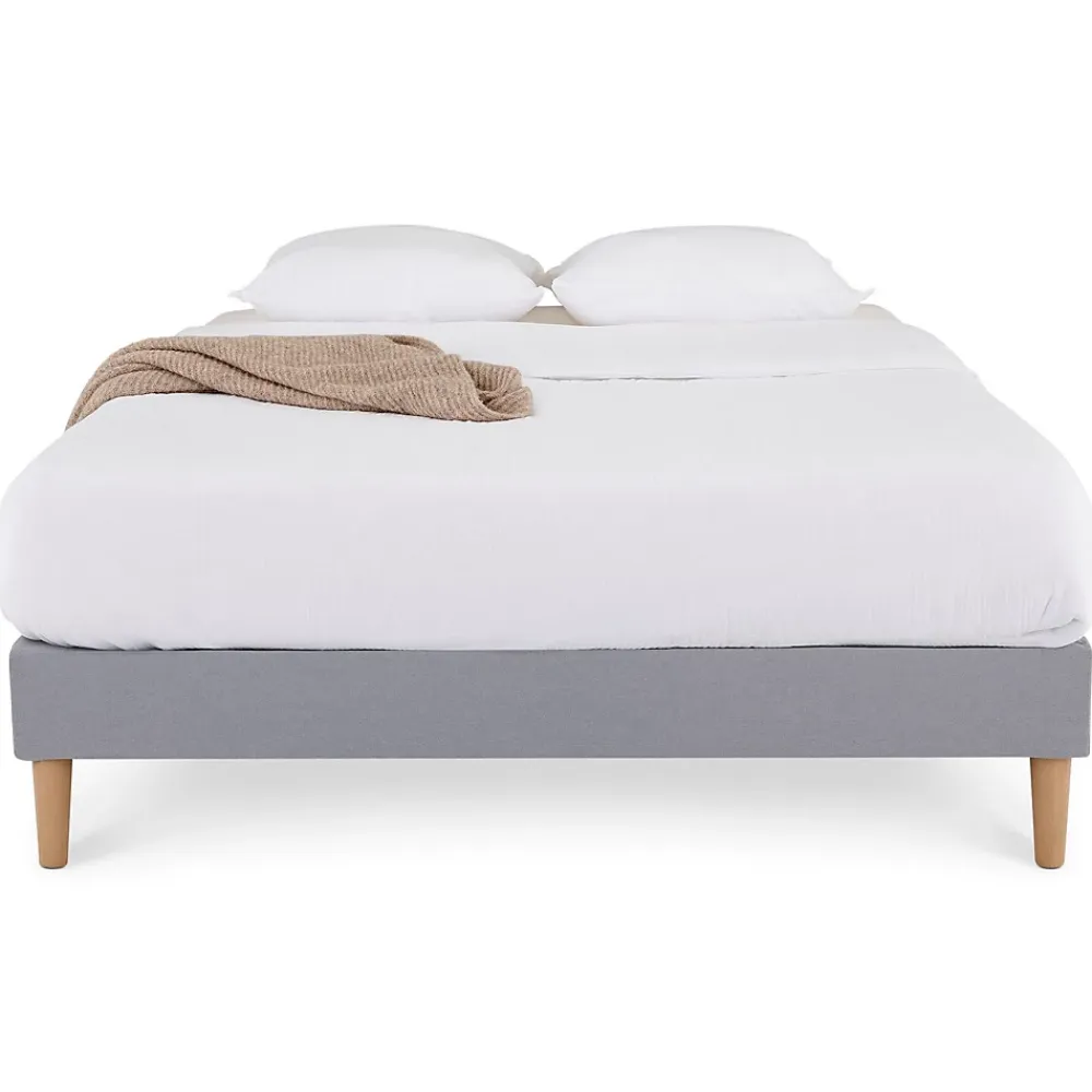 Idimex Sommier tapissier QUIMPER 140 x 190 cm revêtement tissu - Gris* Sommier
