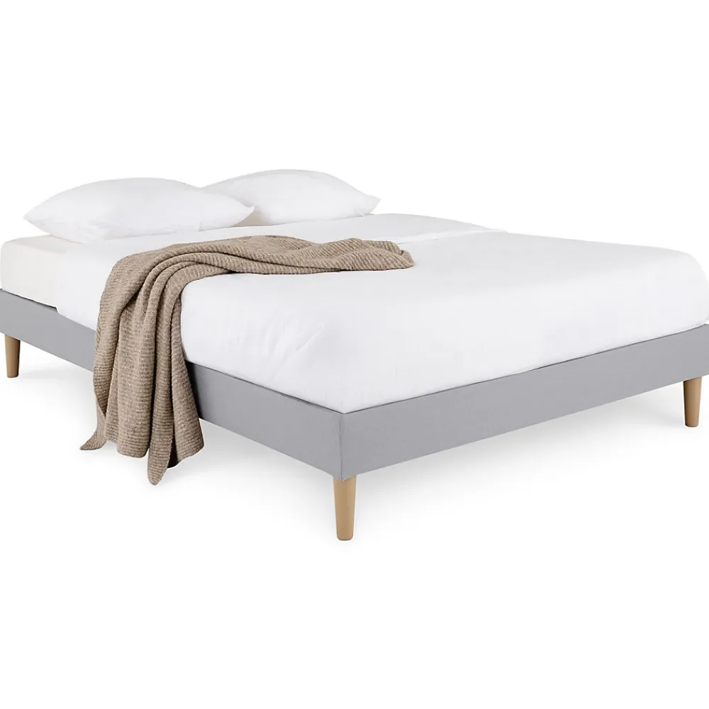 Idimex Sommier tapissier QUIMPER 140 x 190 cm revêtement tissu - Gris* Sommier