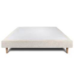 Sommier Tapissier Tissu Beige clair 135x190 H29cm><noscript><img width=