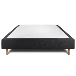 Sommier Tapissier Tissu Noir 150x200 H35cm><noscript><img width=