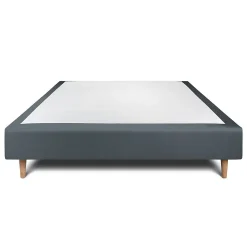 Sommier Tapissier Velours Gris anthracite 160x200 H35cm><noscript><img width=