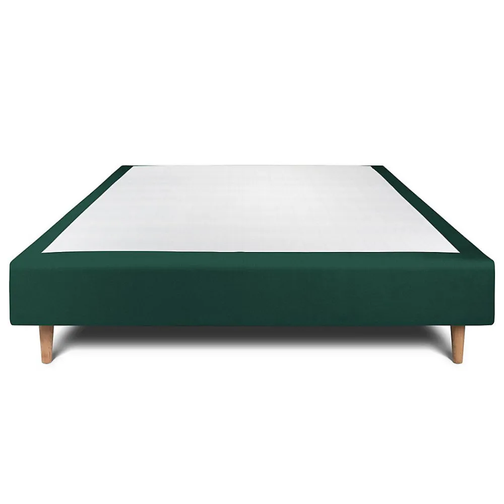 Sommier Tapissier Velours Vert 140x190 H35cm>Sommeil De Plomb Discount