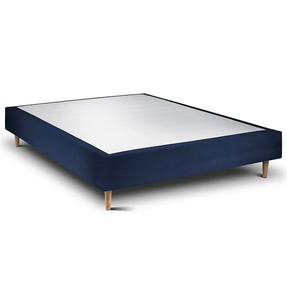 Sommeil De Plomb Sommier Tapissier Velours Bleu 150x190 H35cm* Sommier
