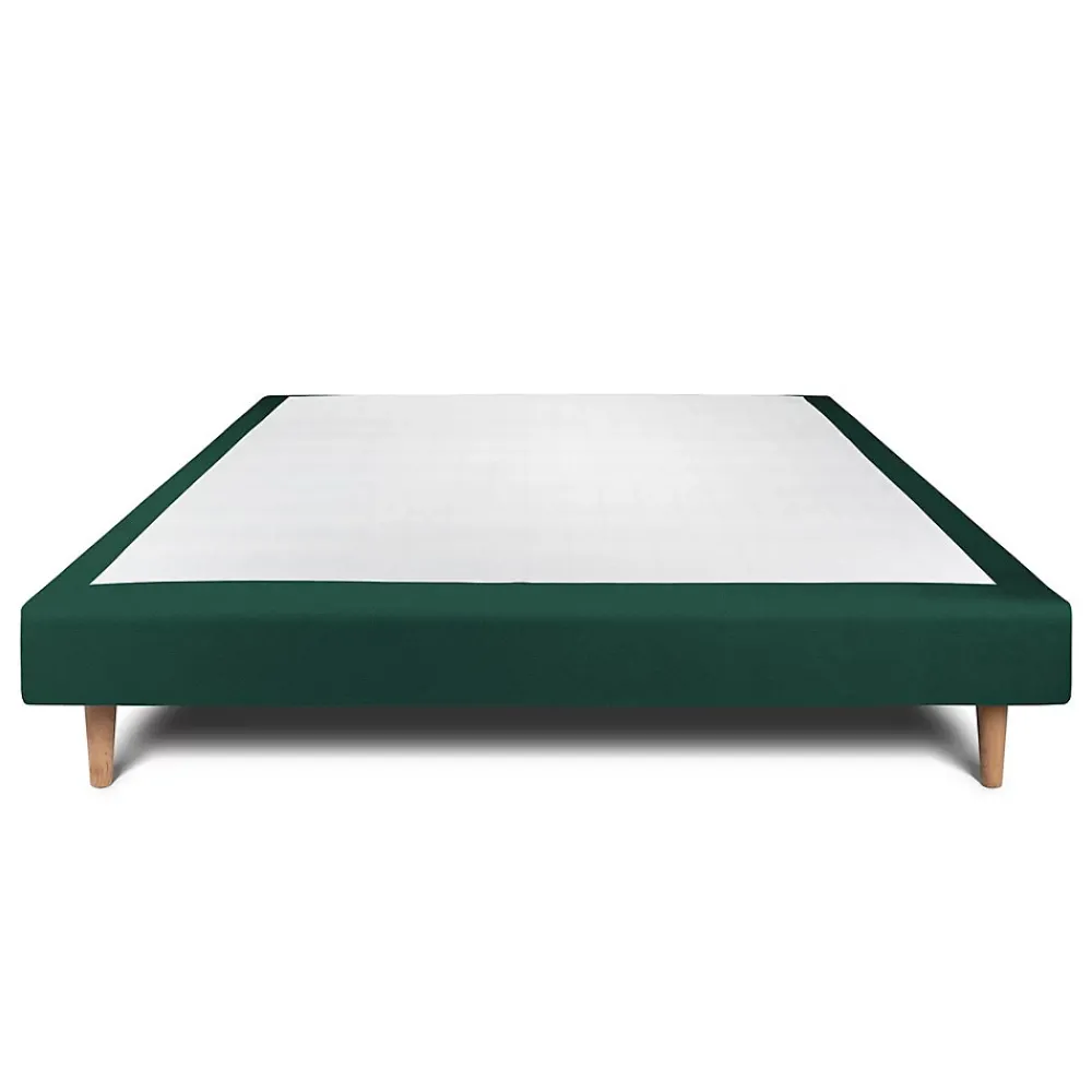Sommeil De Plomb Sommier Tapissier Velours Vert 140x190 H29cm* Sommier