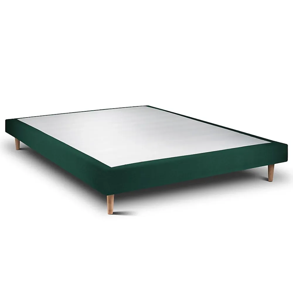 Sommeil De Plomb Sommier Tapissier Velours Vert 140x190 H29cm* Sommier