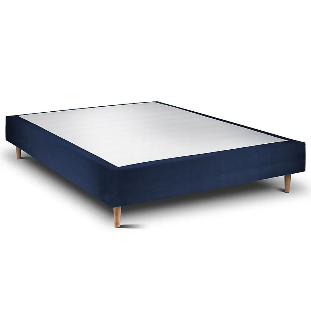 Sommier Tapissier Velours Bleu 160x200 H35cm>Sommeil De Plomb Sale