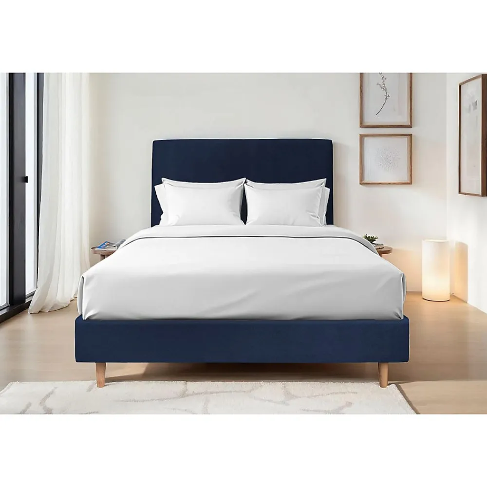 Sommier Tapissier Velours Bleu 160x200 H35cm>Sommeil De Plomb Sale