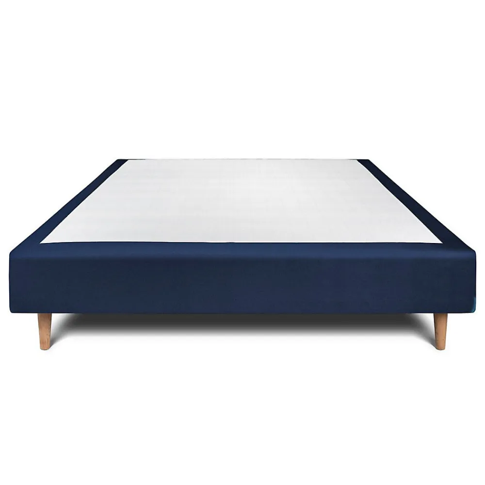 Sommier Tapissier Velours Bleu 160x200 H35cm>Sommeil De Plomb Sale