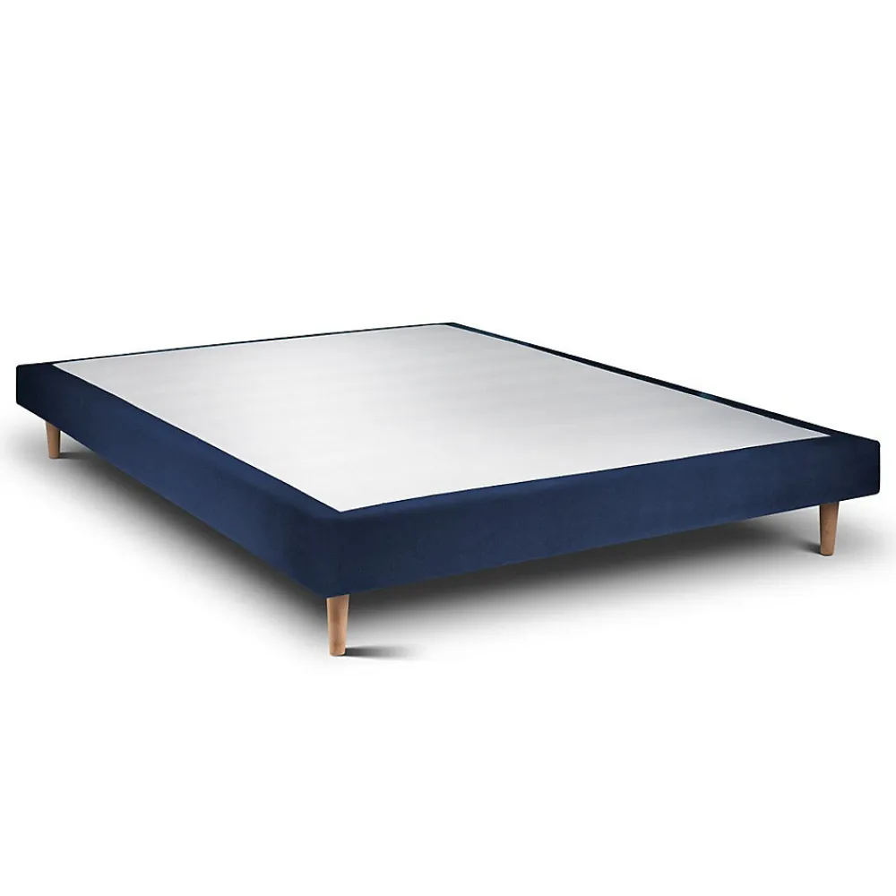 Sommier Tapissier Velours Bleu 150x200 H29cm>Sommeil De Plomb Outlet