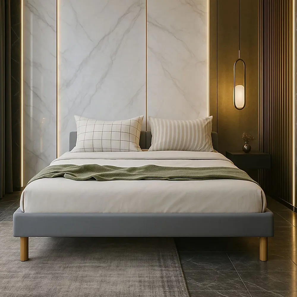 King Of Dreams Sommier tapissier 200x200 cm - 20 cm - 13 lattes - montage rapide et facile - revêtement facile d'entretien - SOMMIER GREGORY GRIS* Sommier