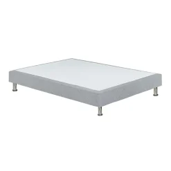 Sommier tapissier 160x200 cm en tissu gris et pieds métal - REMIMOS>Meubletmoi Clearance
