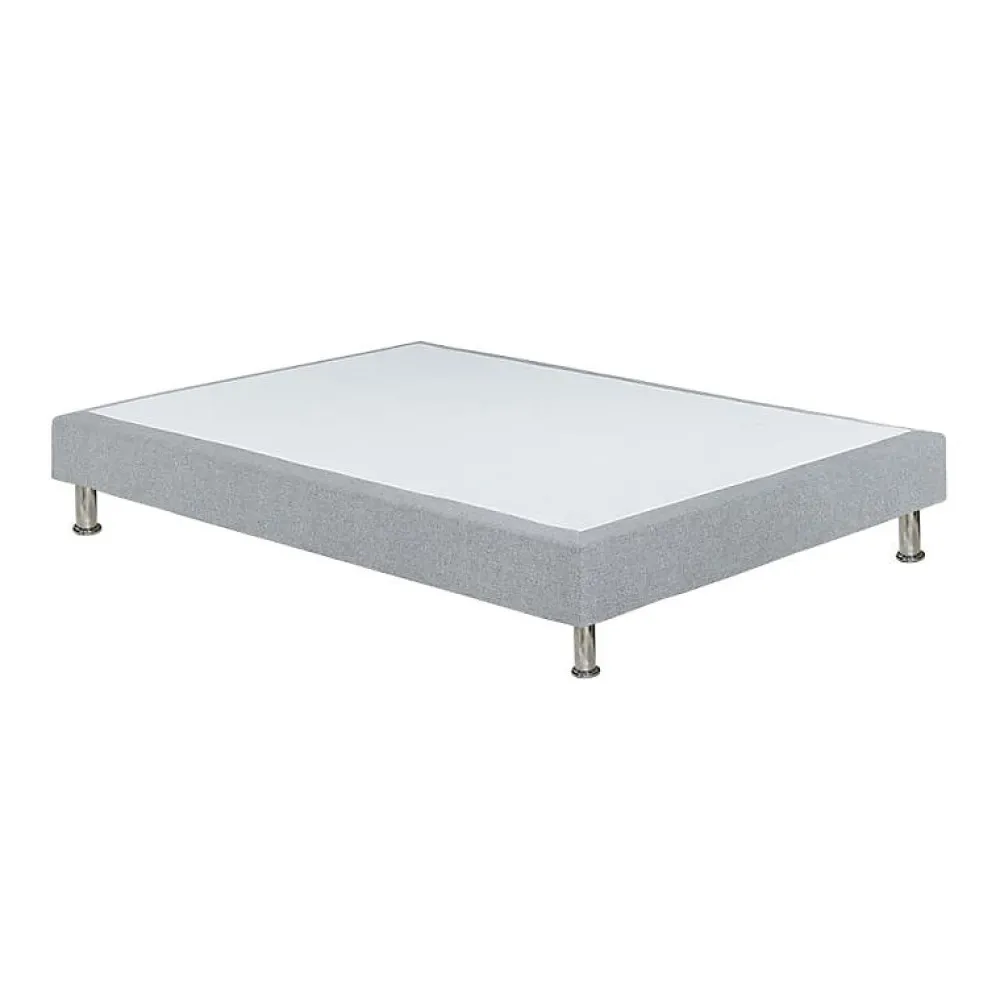 Sommier tapissier 160x200 cm en tissu gris et pieds métal - REMIMOS>Meubletmoi Clearance