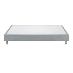 Sommier tapissier 160x200 cm en tissu gris et pieds métal - REMIMOS><noscript><img width=