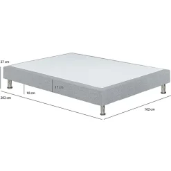 Sommier tapissier 160x200 cm en tissu gris et pieds métal - REMIMOS><noscript><img width=