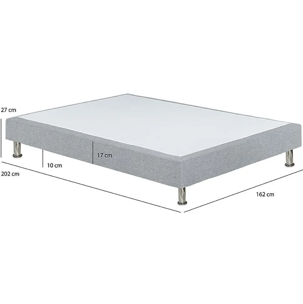 Sommier tapissier 160x200 cm en tissu gris et pieds métal - REMIMOS>Meubletmoi Clearance