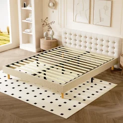 Sommier tapissier 140x200cm, 14 lattes, 9 pieds Hauteur du cadre 29 cm><noscript><img width=