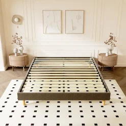 Teeno Sommier tapissier 140x200cm, 14 lattes, 9 pieds Hauteur du cadre 29 cm* Sommier
