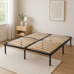 King Of Dreams Sommier 140x190 Cadre à Lattes Renforcé Soutien Réglable en Metal 1,4 mm - 34 Lattes 9 mm - 4 Pieds x 29 cm - Confort Optimisé Usa* Sommier