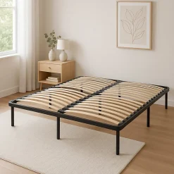 Sommier 120x190 Cadre à lattes renforcé métal 1,4 mm 34 lattes 9 mm confortable pour usage quotidien - 4 pieds x 29 cm réglable ->Nuits D'Or Clearance