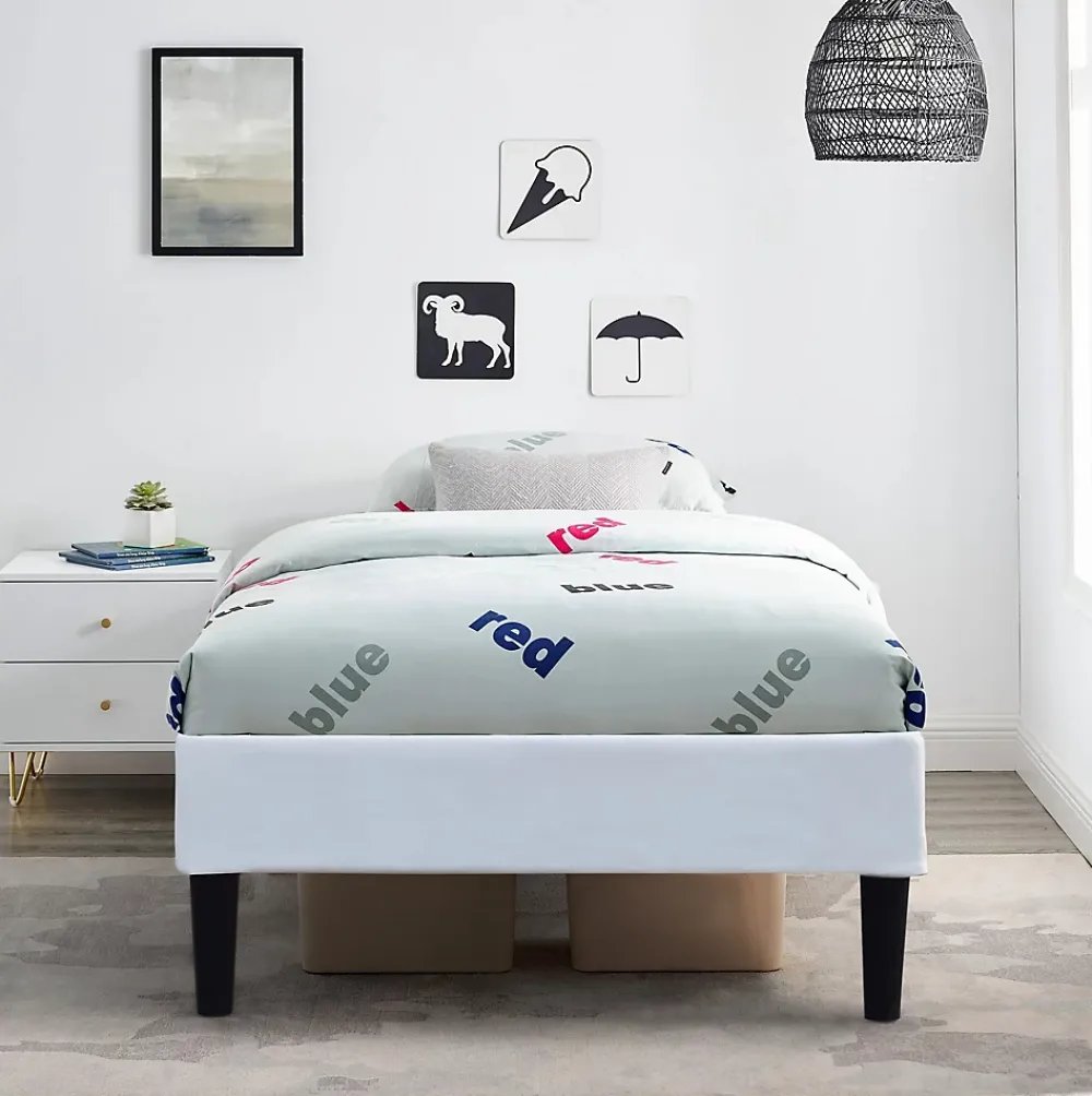 King Of Dreams Sommier 90x190 cm - déhoussable - pieds 20 cm - 13 lattes - soutien ferme - confort - usage quotidien - blanc* Sommier