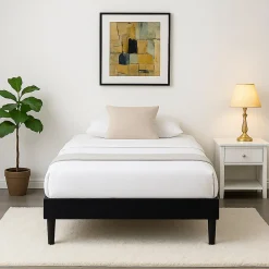 Sommier 100x200 cm - tapissier dehoussable - housse lavable noir - pieds de 20 cm - 13 lattes - montage rapide et facile - ->King Of Dreams Outlet