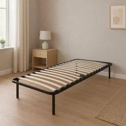 Sommier 80x200 cm Jacky - Solide et Confortable x 29 cm - Cadre à Lattes + 6 Pieds en Métal - Épaisseur Métal 1,2 mm - 14 Lattes e>Provence Literie Sale