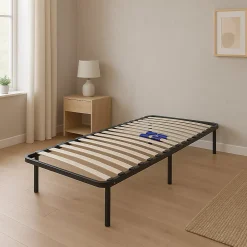 Sommier 140x190 cm Noir Cadre à lattes Renforcé - Compatible avec tous matelas - Soutien réglable - 17 lattes en 9mm - Structure m>Literie Julien Online