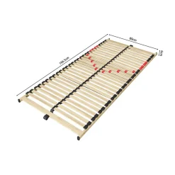 Sommier ZITTARO 28 lattes 90x200 cm Finition chene et noir Soutien ferme et design sobre><noscript><img width=
