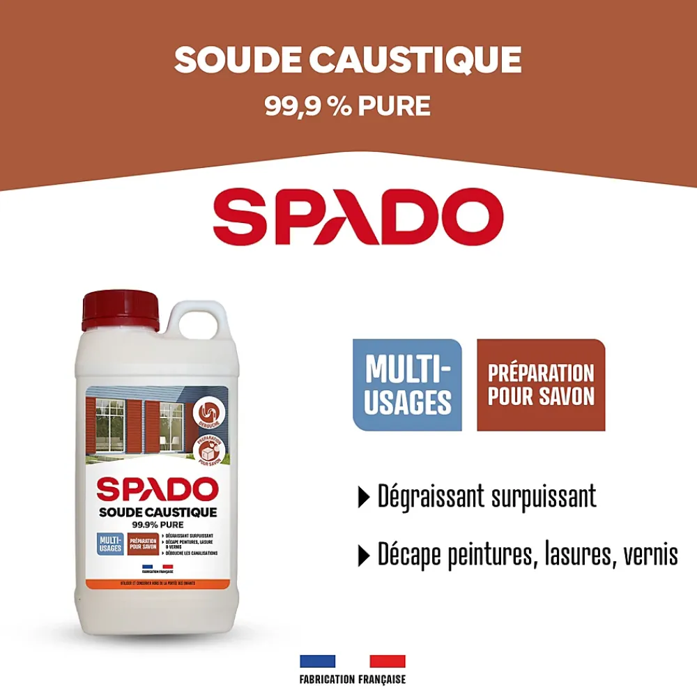 Spado Soude caustique formule pure 99,9% 1kg* Déboucheur