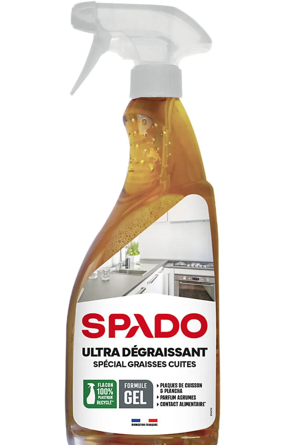 Spray gel nettoyant ultra dégraissant spécial graisses cuites Spado 750ml>Boldair Discount