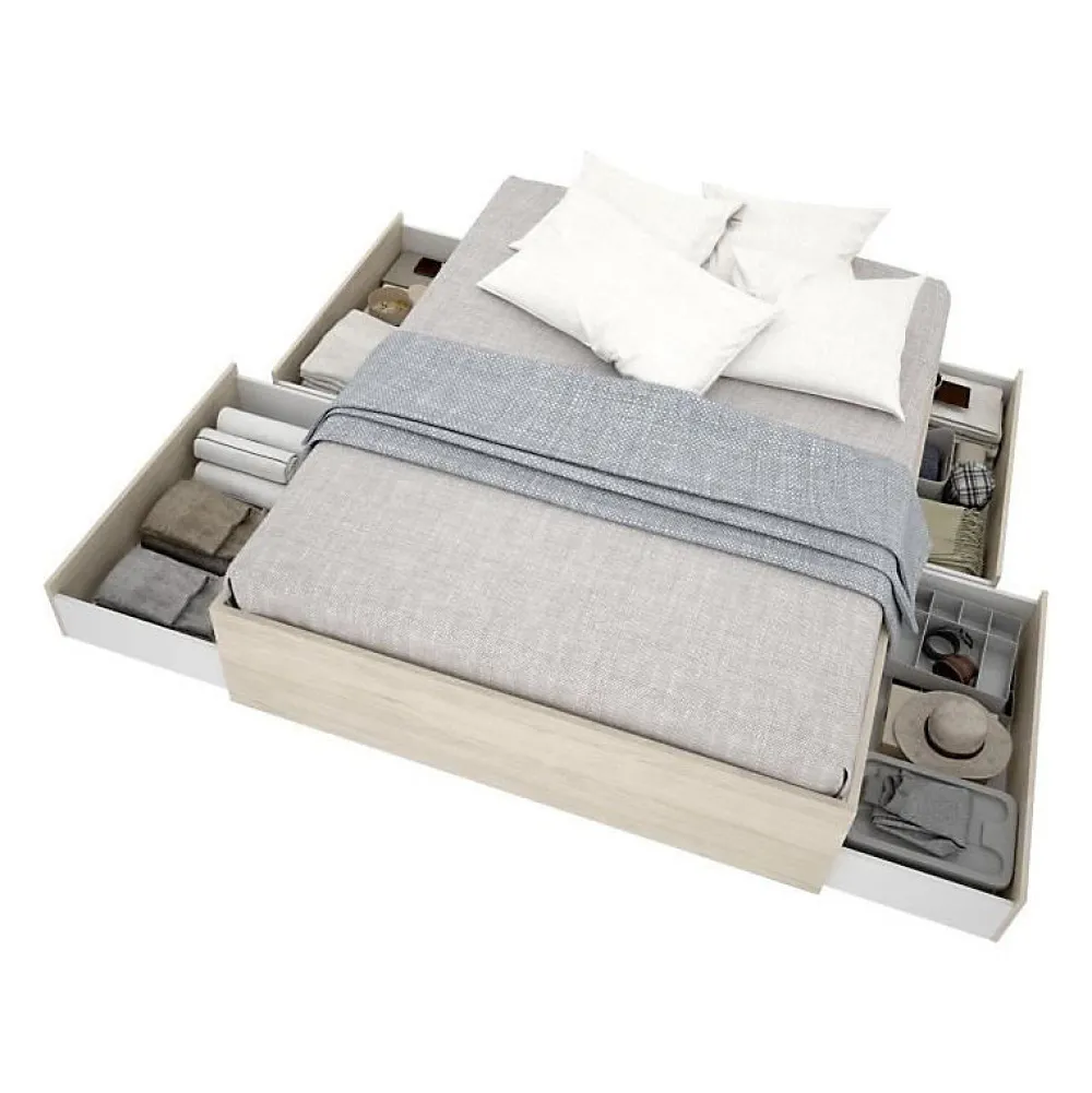 Structure de lit - LAGO - 140 x 190 cm - 4 tiroirs - Chene>Generic