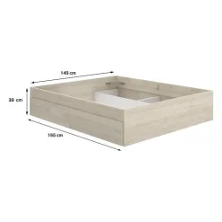 Structure de lit - LAGO - 140 x 190 cm - 4 tiroirs - Chene><noscript><img width=