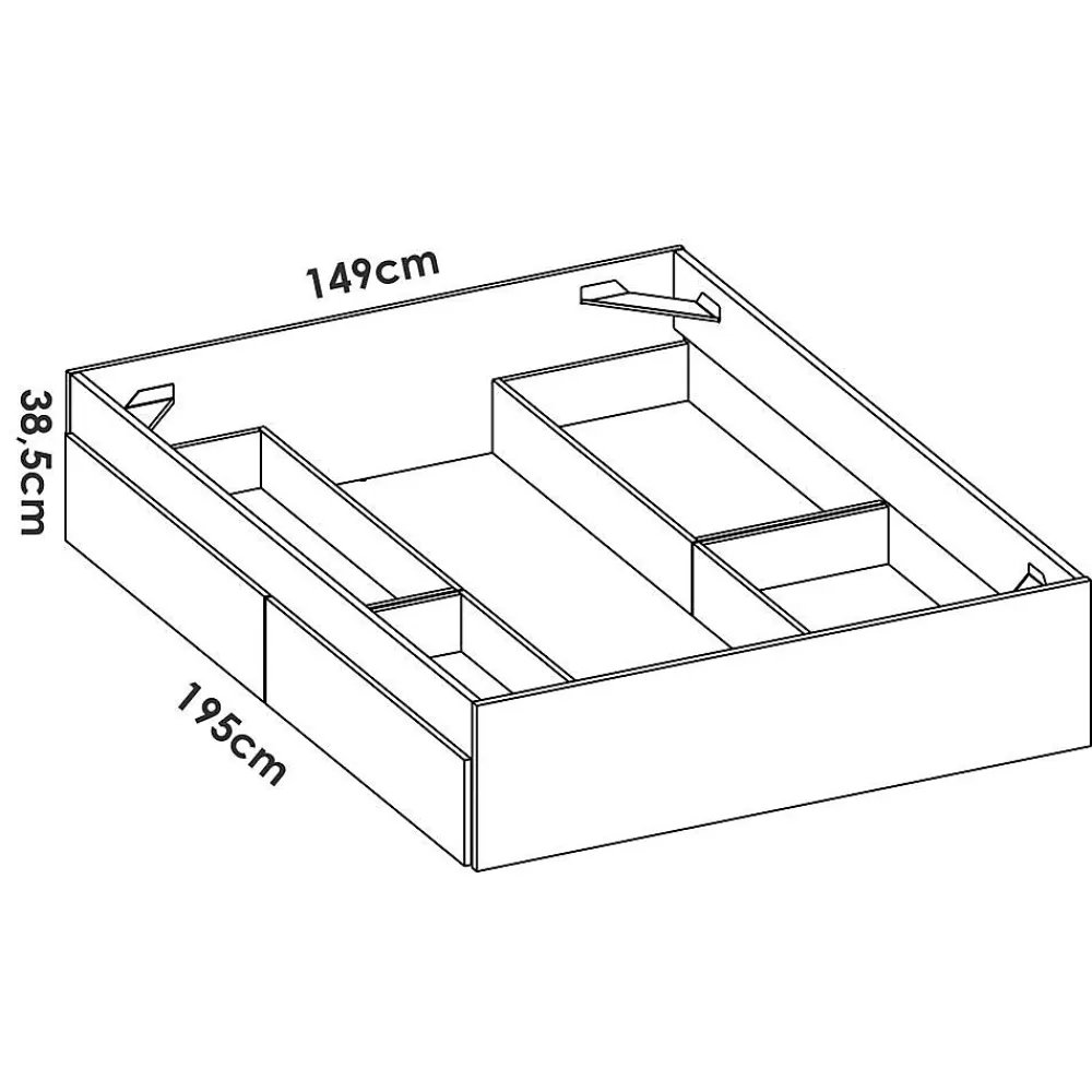 Structure de lit - LAGO - 140 x 190 cm - 4 tiroirs - Chene>Generic