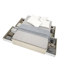 Structure de lit - LAGO - 140 x 190 cm - 4 tiroirs - Chene><noscript><img width=