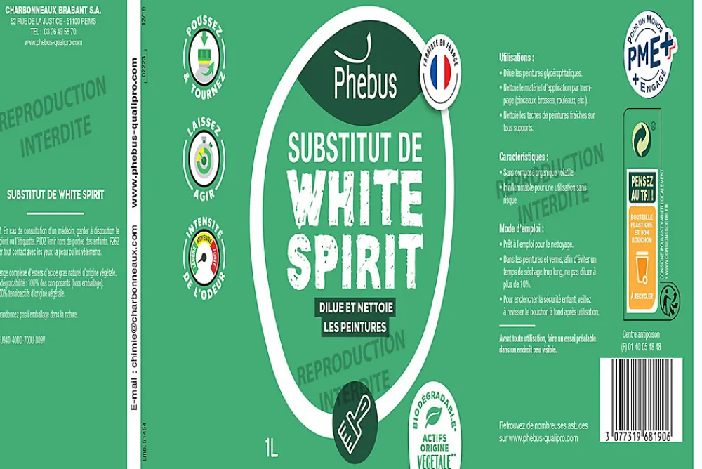 Substitut de white spirit 1 litre>Phebus Online