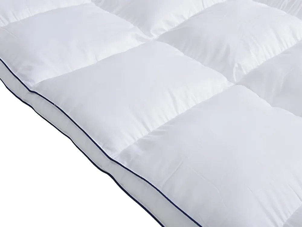 Vente-unique Surconfort de matelas anti-acariens 2 places - 160 x 200 cm - Enveloppe satin 120 fils/cm2 - garnissage 1000gr/m2 - Blanc* Surmatelas