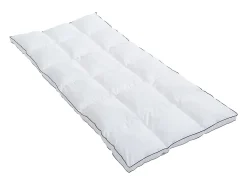 Vente-unique Surconfort de matelas anti-acariens 1 place - 90x 190 cm - Enveloppe satin 120 fils/cm2 - garnissage 1000gr/m2 - Blanc passepoil* Surmatelas