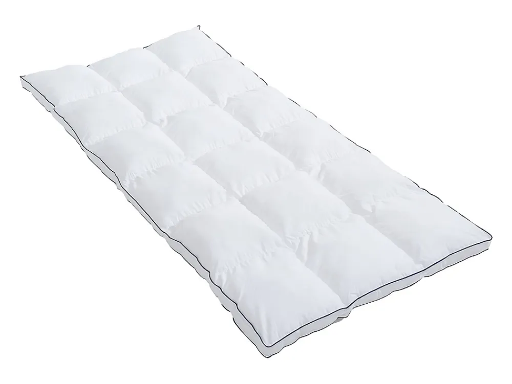 Vente-unique Surconfort de matelas anti-acariens 1 place - 90x 190 cm - Enveloppe satin 120 fils/cm2 - garnissage 1000gr/m2 - Blanc passepoil* Surmatelas