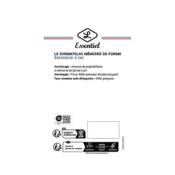 Lestra Surmatelas Softyne à mémoire de forme 80 x 200 cm* Surmatelas