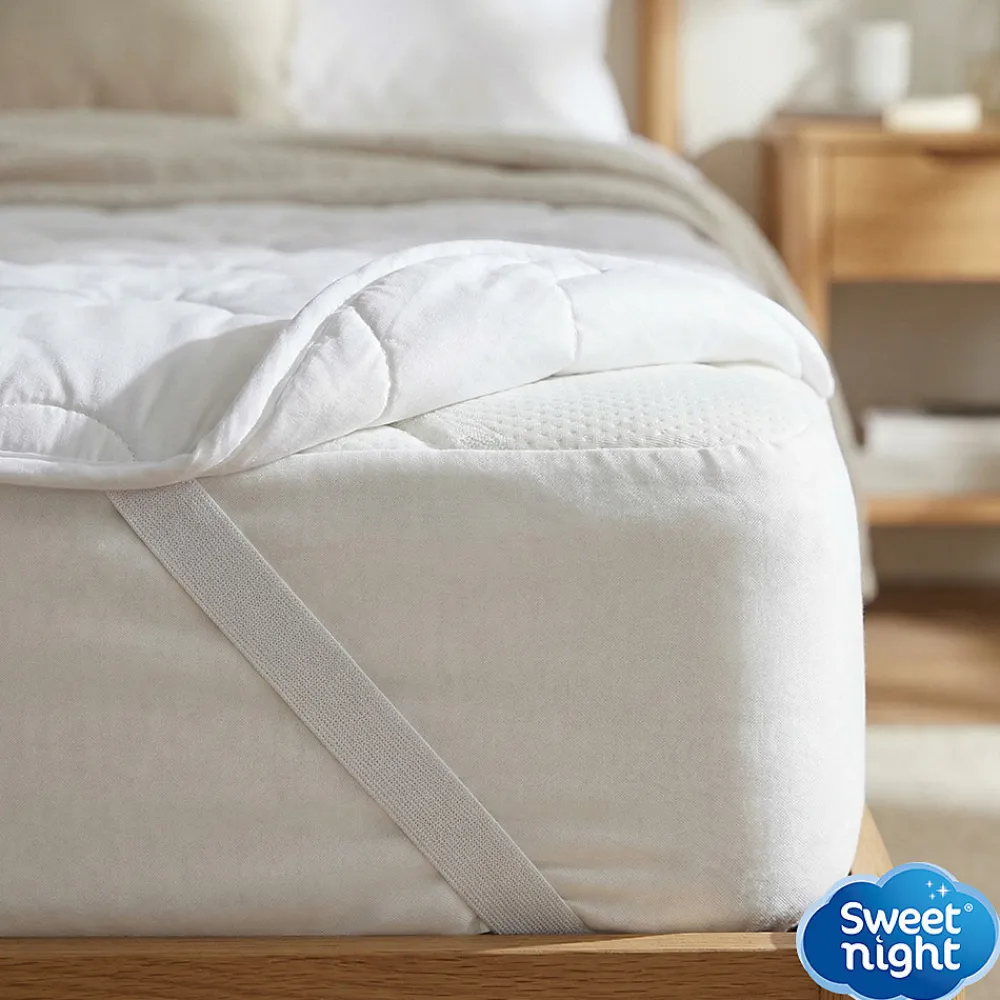 Surmatelas Moelleux 160x200 cm - Protege Matelas Impermeable - Housse Coton - 4 Coins Elastiques - Traitement Anti-Acarien>Sweetnight Outlet