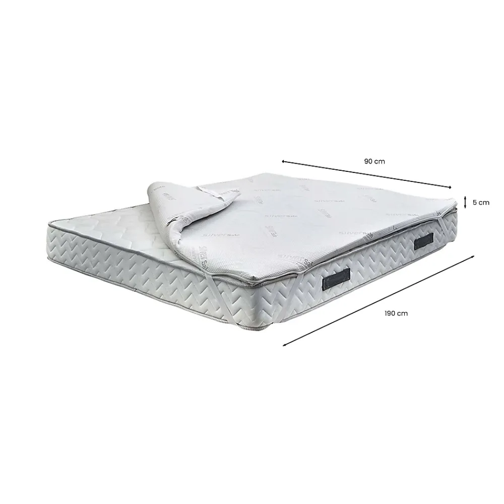 Talamo Italia Surmatelas simple Dmammin, Surmatelas pour améliorer la posture, Surmatelas en mousse à mémoire de forme, 90x190xh5 cm* Surmatelas