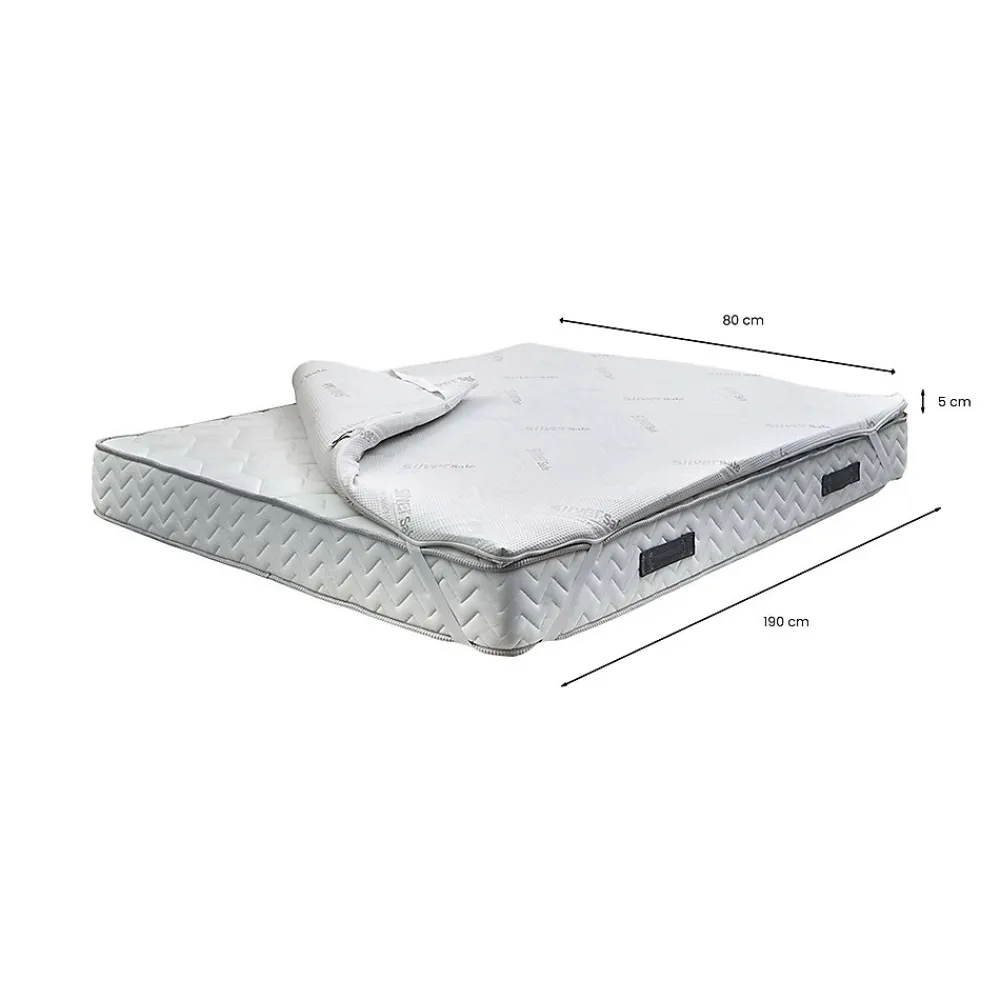 Surmatelas simple Dmammin, Surmatelas pour améliorer la posture, Surmatelas en mousse à mémoire de forme, 80x190xh5 cm>Talamo Italia Clearance