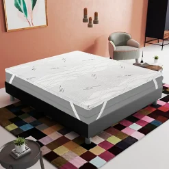 Materassiedoghe Sur-matelas 140x190 - Mousse à Mémoire De Forme - Epaisseur 5 cm - Revêtement Amovible Silver Fresh* Surmatelas