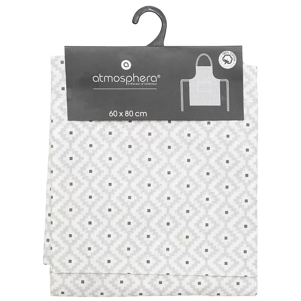 Atmosphera Créateur D'Intérieur Tablier imprimé Etnik - gris - coton 60x80 cm - Atmosphera* Boutis, Couvre-Lit, Édredon