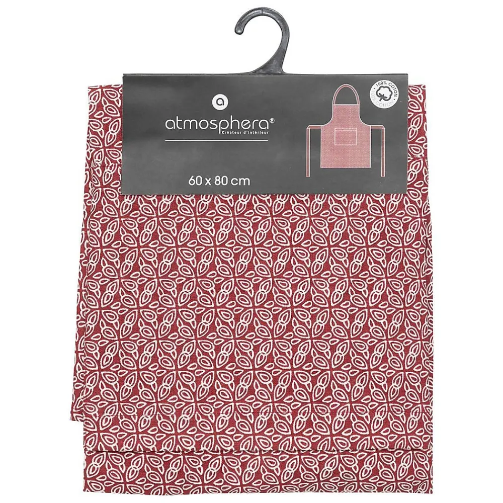 Atmosphera Créateur D'Intérieur Tablier imprimé Olia - rouge - coton 60x80 cm - Atmosphera* Boutis, Couvre-Lit, Édredon