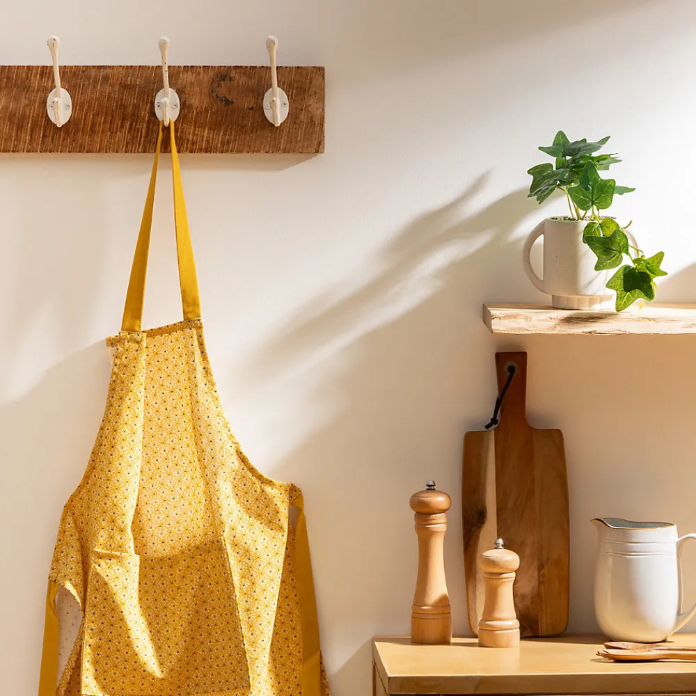 Tablier imprimé Paty - jaune ocre - coton 60x80 cm - Atmosphera>Atmosphera Créateur D'Intérieur