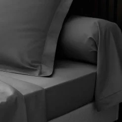 Taie d oreiller 50 x 70 cm Percale de coton gris acier><noscript><img width=