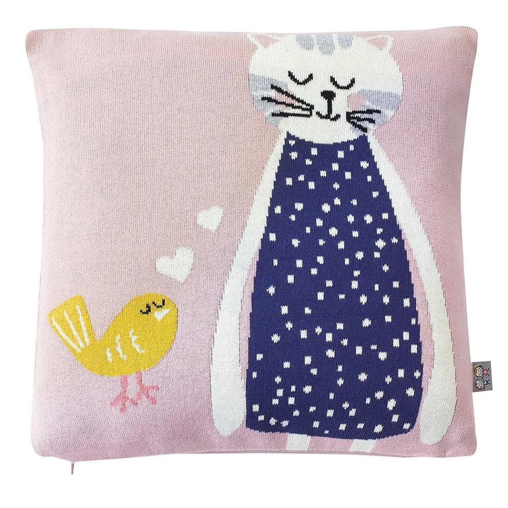 Taie de coussin en tricot de coton Chat>Sevira Kids Sale