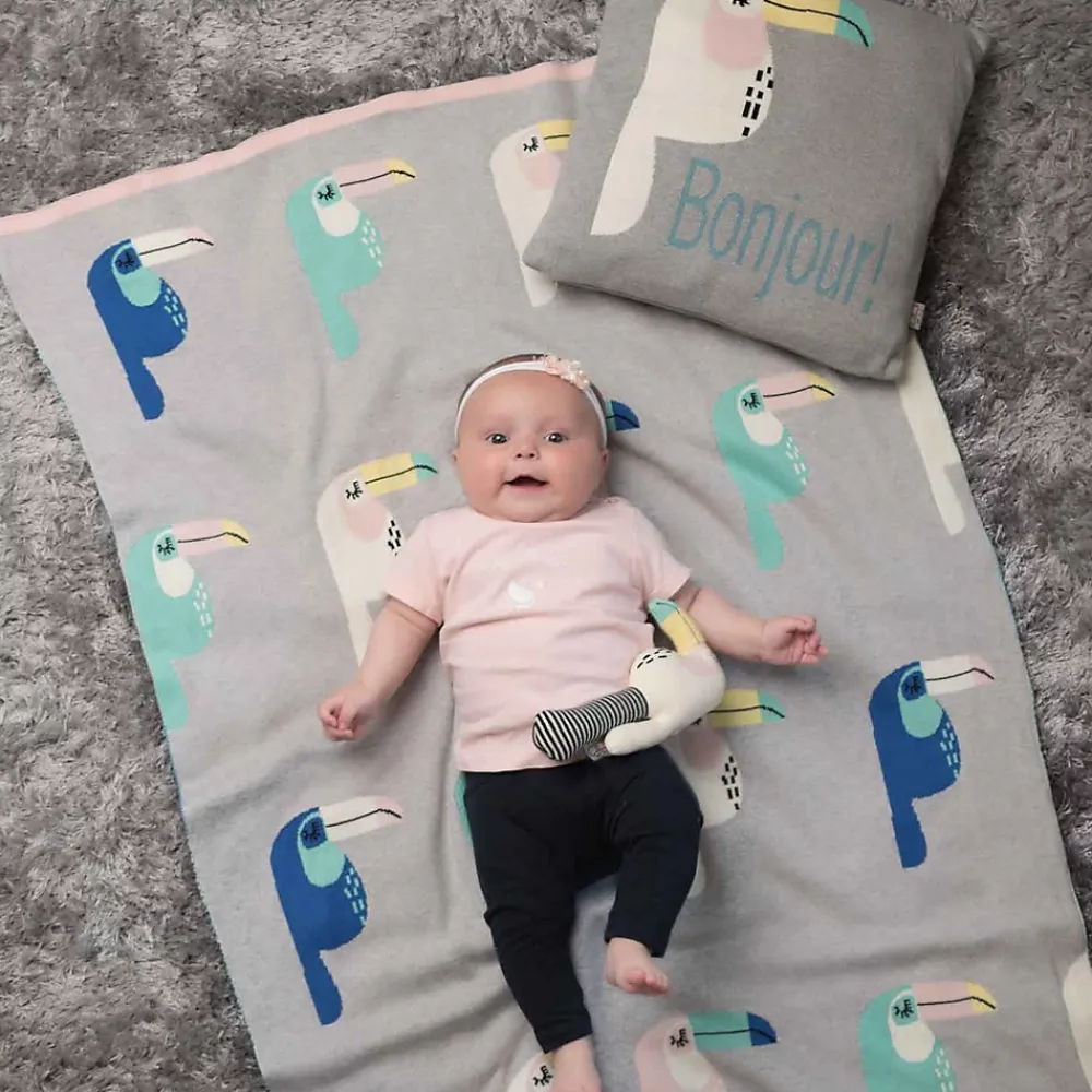 Sevira Kids Taie de coussin en tricot de coton TOUCAN* Taie D'Oreiller